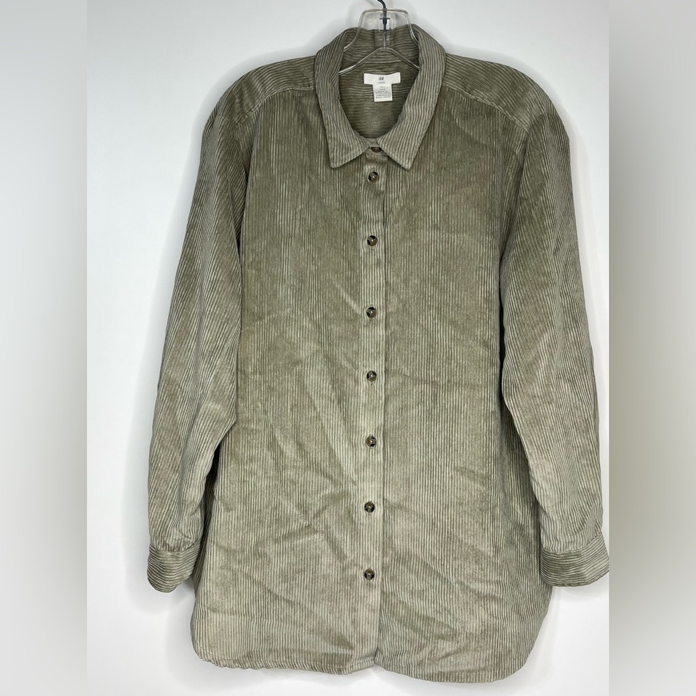 H & M L.O.G.G. Button Up Camel Color Long Sleeve Corduroy Men's‎ Large Top